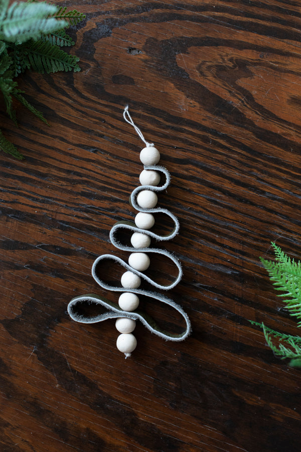 Leather Tree Ornament | Olive